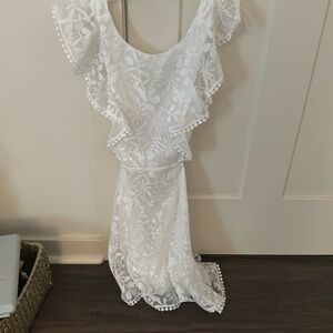 white Hello Molly dress, floral designs